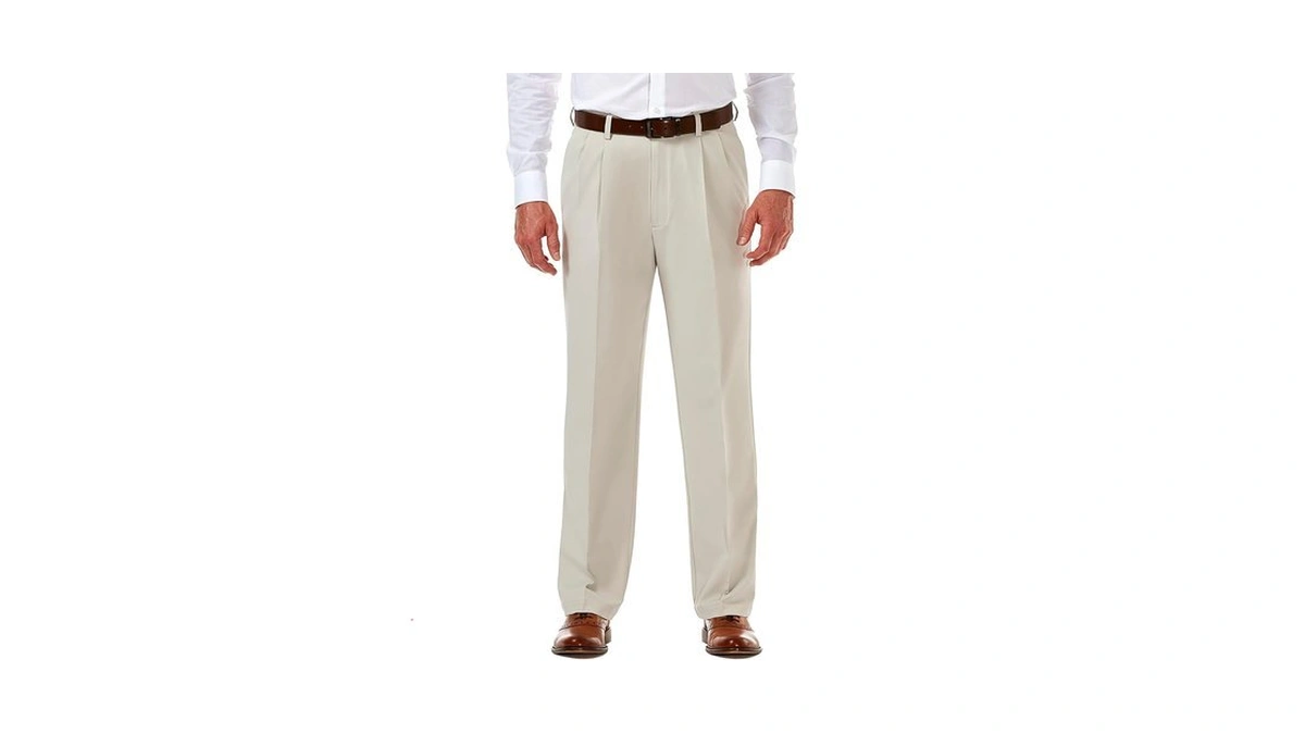 Haggar Mens Cool 18 Pro Classic Fit Pleat Front Hidden
