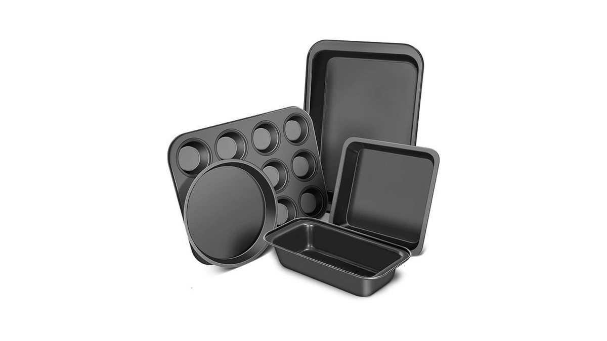 Casaculina Baking Pans Set, 5-piece Nonstick Bakeware Sets With Round/square