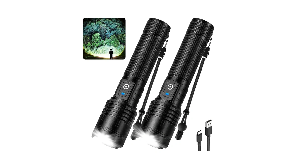 Kmivo Rechargeable Led Flashlight, 100,000 High Lumens Super Bright Tactical