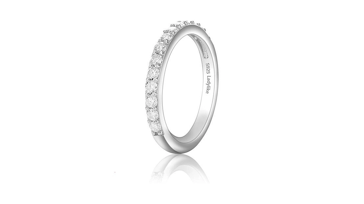 Ladylike Moissanite Wedding Band 925 Sterling Silver Wedding Rings 0.42ct