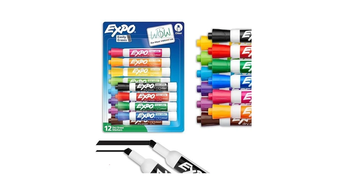 Expo Dry Erase Markers, Low Odor Ink, Assorted Colors, Chisel