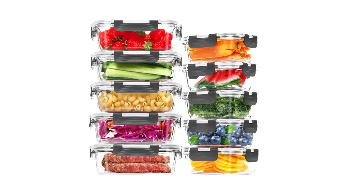 Skroam 10-pack Glass Meal Prep Containers, Food Storage Containers With
