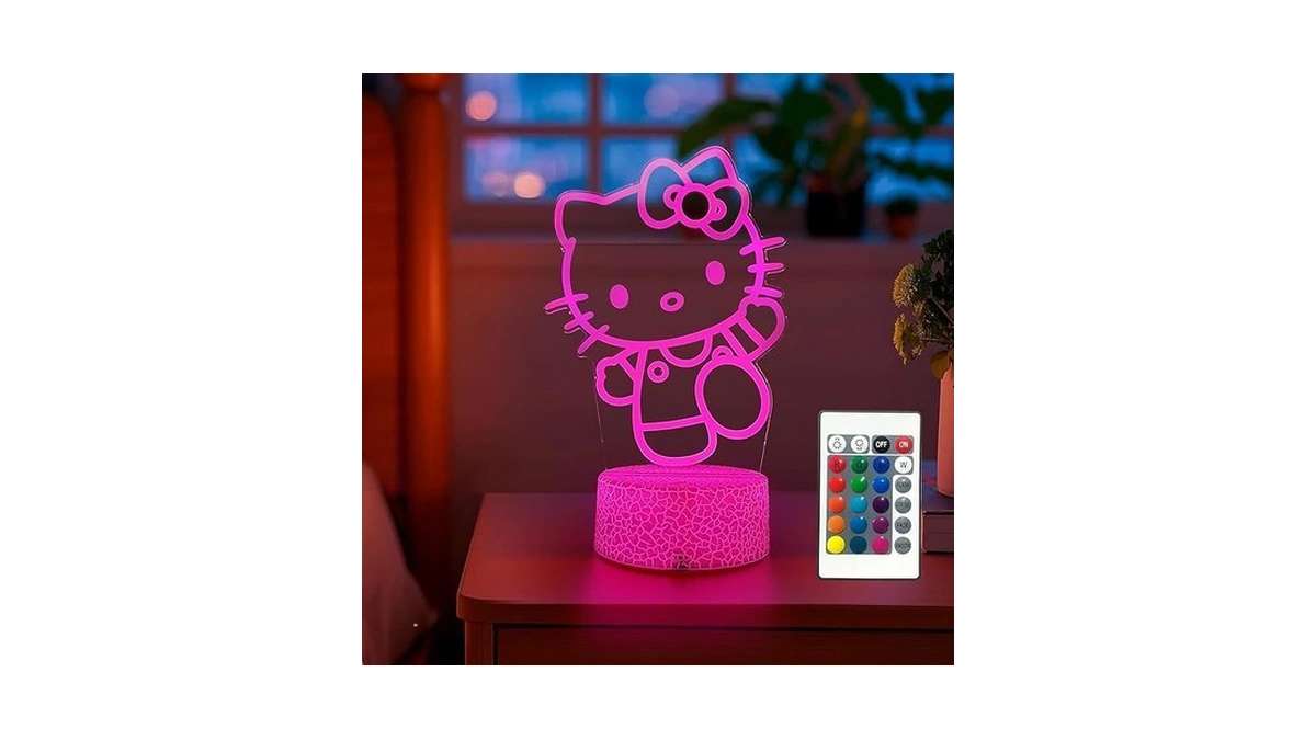 Louhh Kitty Night Light, 3d Led 16 Color Intelligent Remote