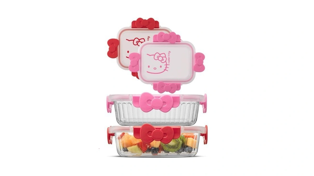 Joyjolt Sanrio Hello Kitty Fluted Glass Food ...