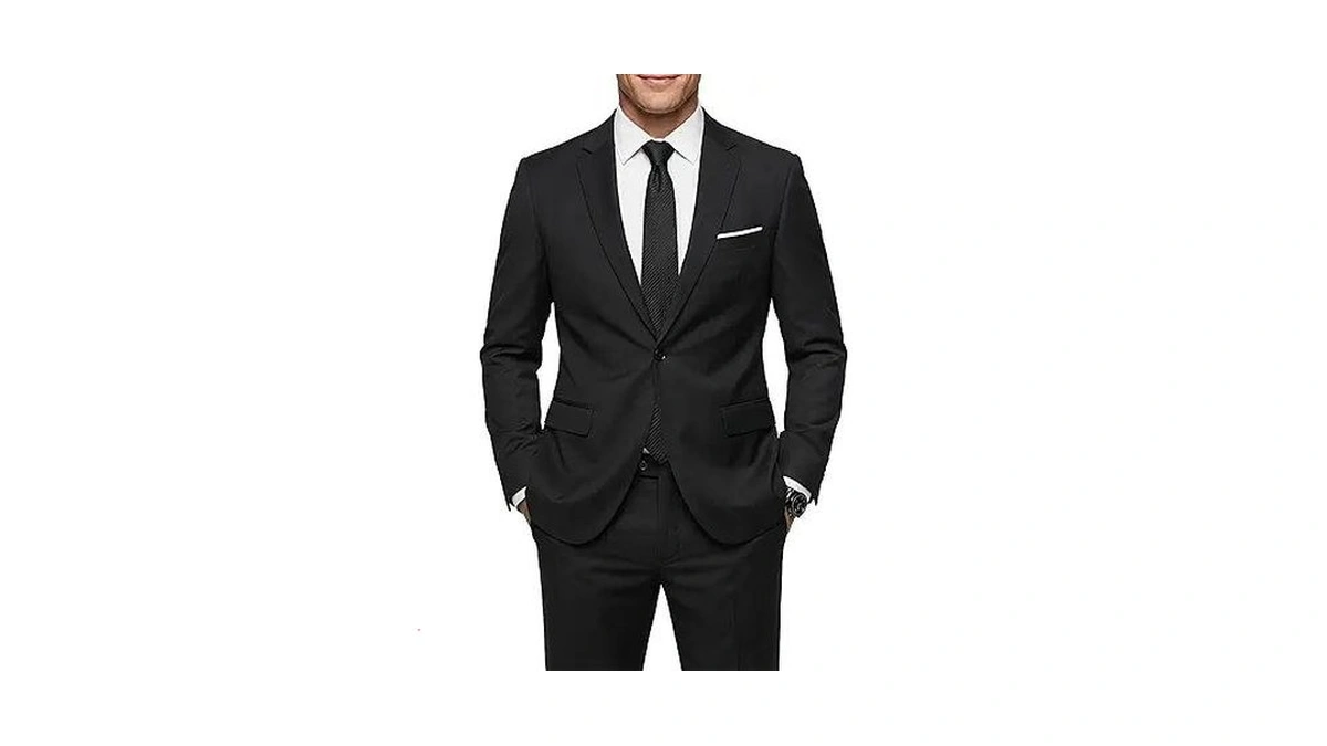 My's Men's 2 Piece Suit With Tie, One Button Slim