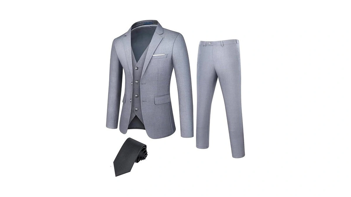 Deetrust Men's 3 Piece Slim Fit Suit Set, 2 Button