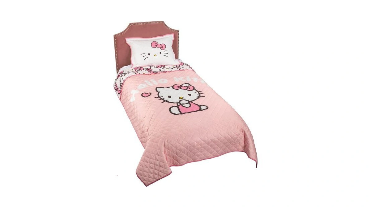 Jay Franco Sanrio Hello Kitty Pink Stripes & Hearts Twin