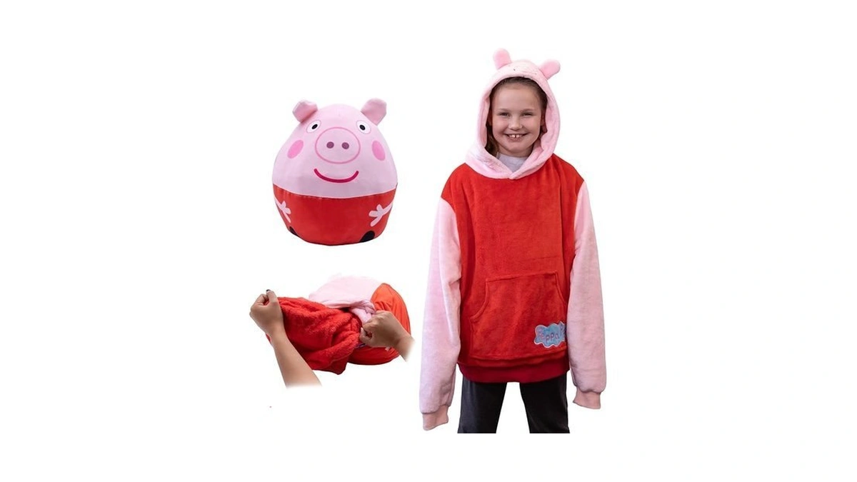 Plushible Peppa Pig Wearable Blanket Hoodie For Adults, Kids, And