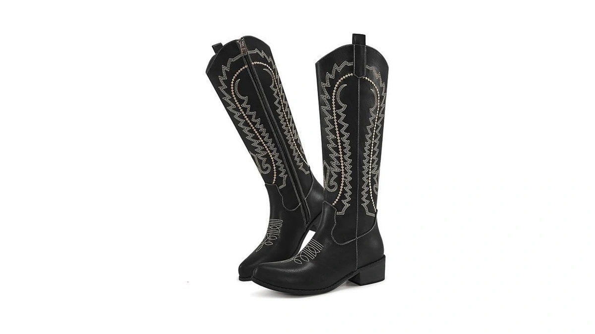 Diarilip Western Cowboy Boots For Women: Embroidered Knee High With