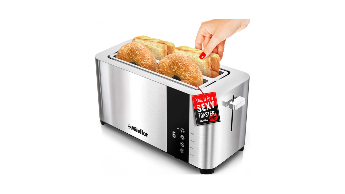 Mueller Ultratoast Stainless Steel Toaster 4 Slice β Extra-wide 1.6"