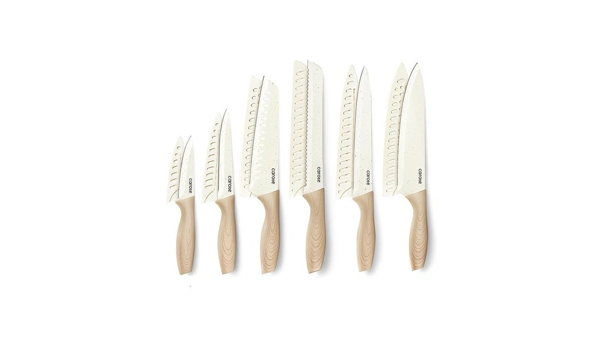 Carote 12pcs Knife Set With Blade Guards,granite Nonstick Ceramic Coating,stainless