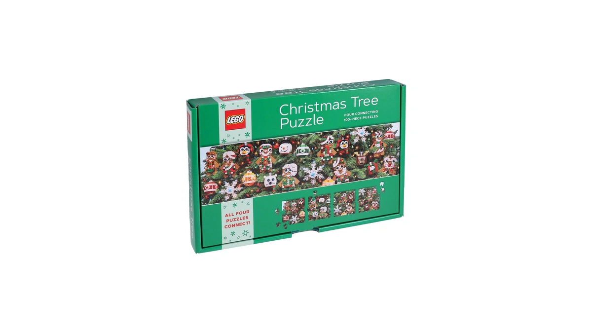 Lego Christmas Tree Puzzle | Four Connecting 100-piece Jigsaw Puzzles