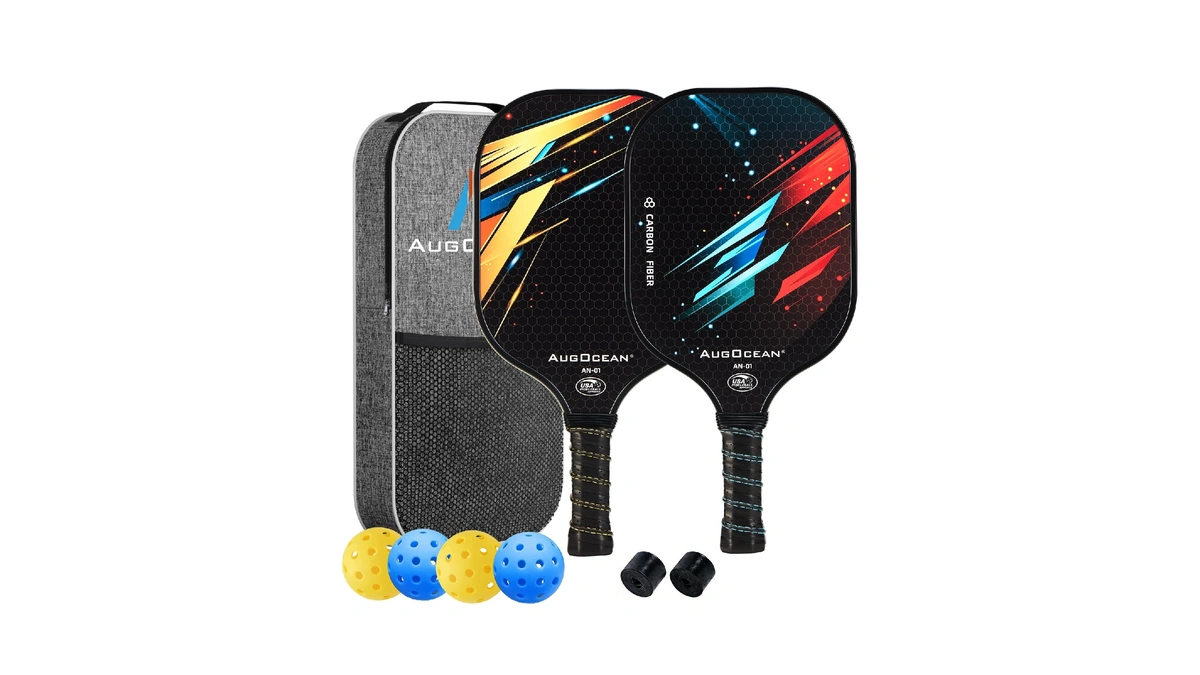 Augocean Pickleball Paddles,lightweight Pickleball Paddle Set Of 2-14mm Durable Carbon