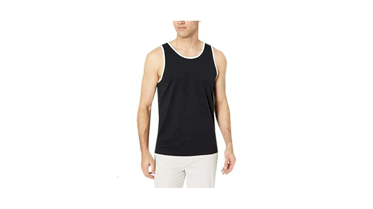 Amazon Essentials Men's Regular-fit Sleeveless Tank Tops, Black/white, X-large