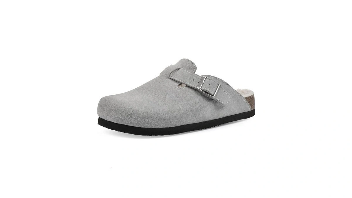 White Mountain Bari Signature Comfort-molded Footbed Clog, Lt.grey/suede W/fur, 6