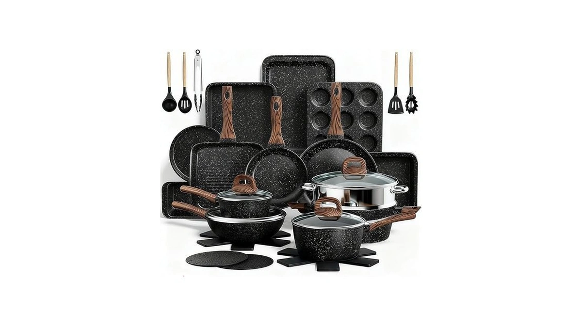 Pots And Pans Set Non Stick, 31 Piece Kitchen Induction