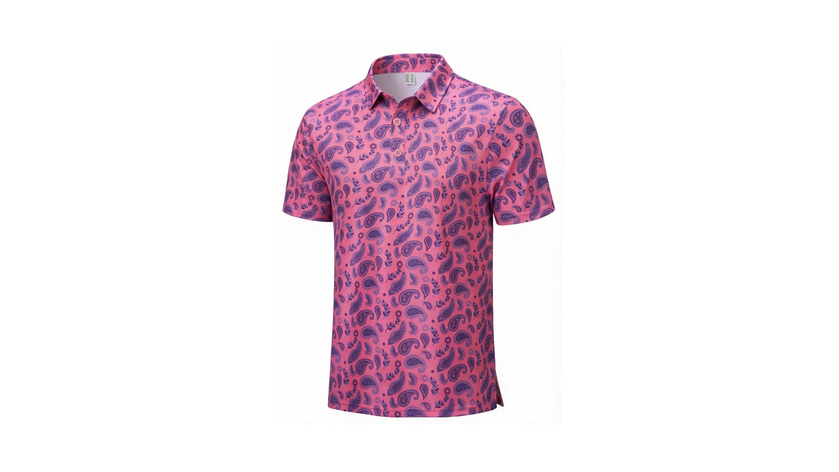 Cotrasen Mens Polo Golf Shirts Casual Performance Moisture Wicking Print