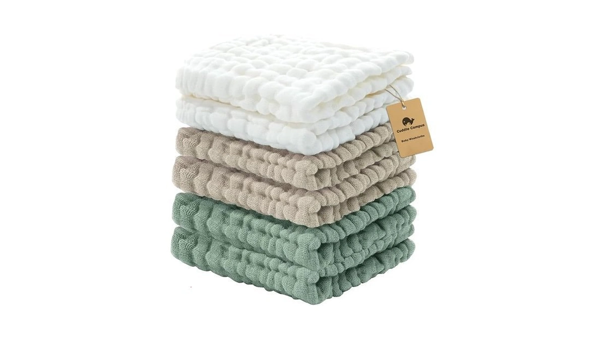 Cuddle Campus Baby Washcloths 6 Packs, Muslin Washcloths Baby,cotton Burp