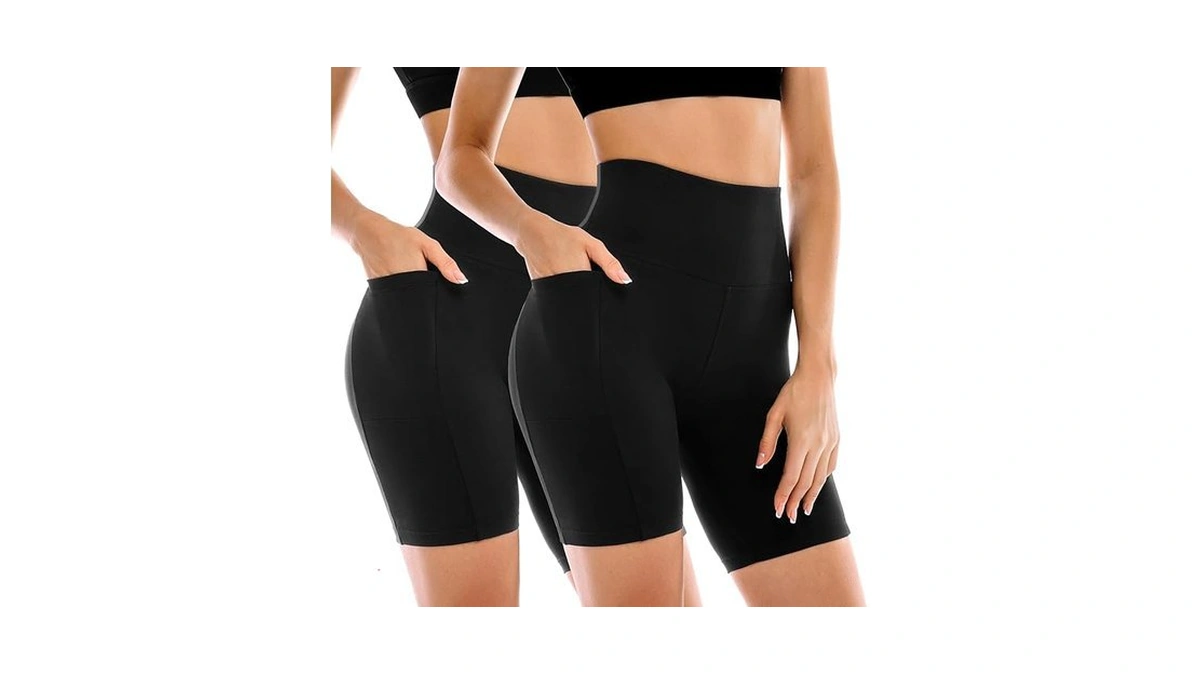 Leafigure 2 Pack Womens Biker Shorts With Pockets, High Waisted