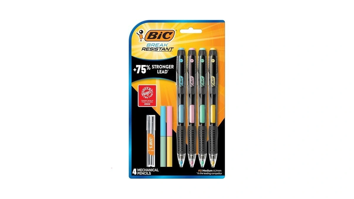Bic Break Resistant Mechanical Pencils With Erasers, No. 2 Medium