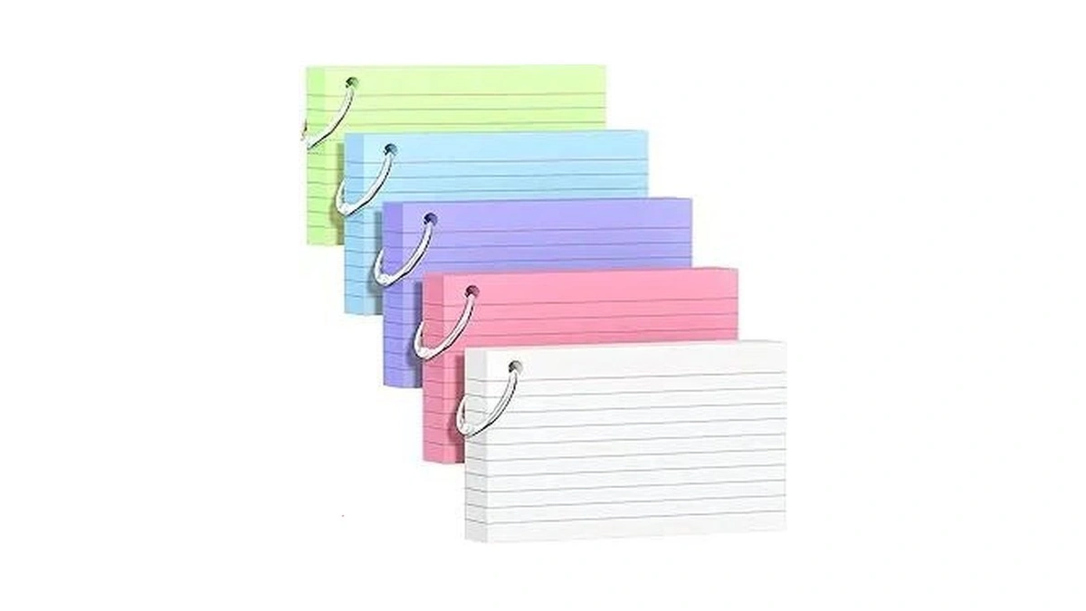 250 Count Colored Index Cards 3x5 Inch With Key Ring,