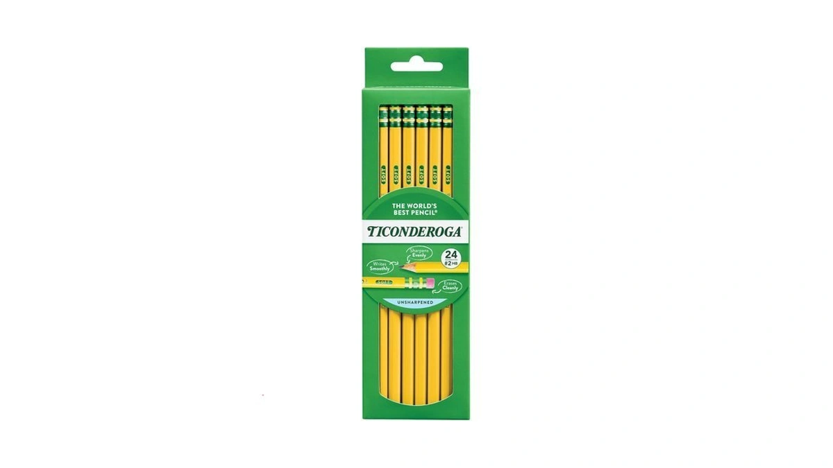 Ticonderoga Wood-cased Pencils, Unsharpened, 2 Hb Soft, Yellow, 24 Count