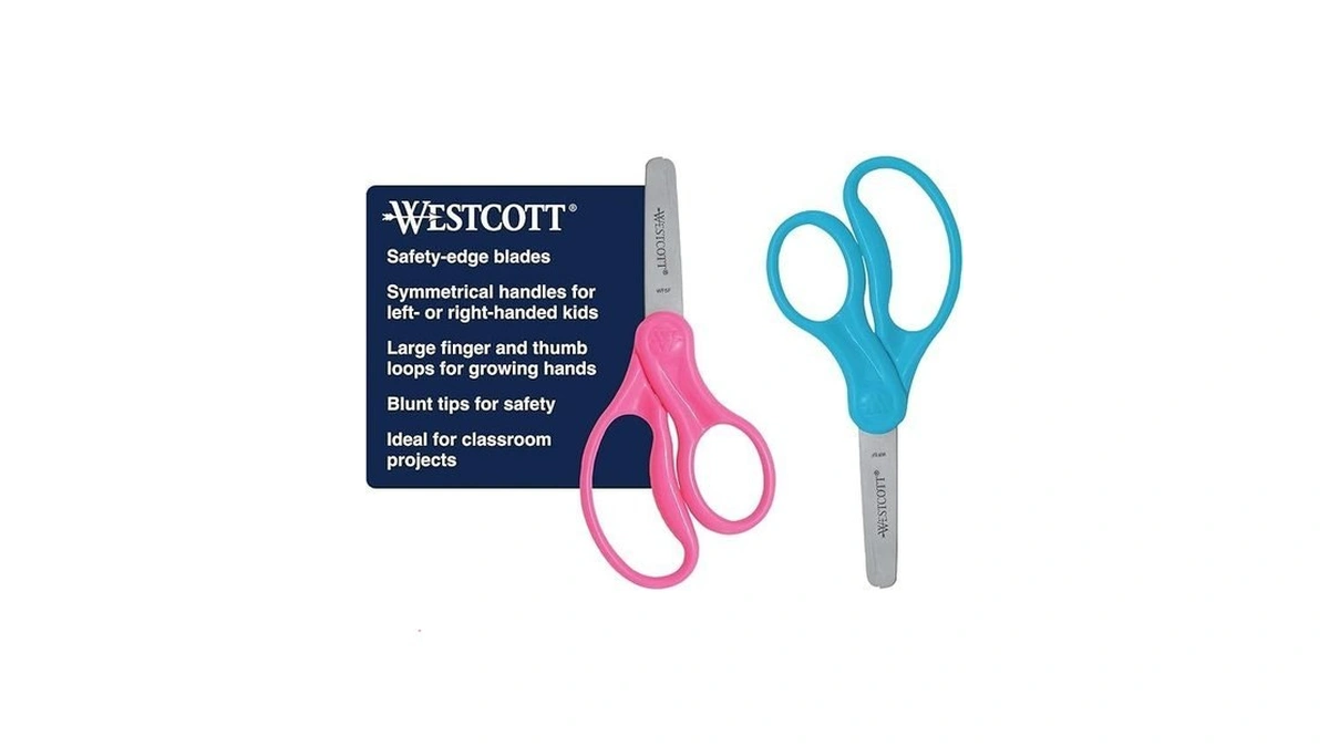Westcott 5" Hard Handle Kids Scissors, Blunt, Assorted Colors, 2-pack