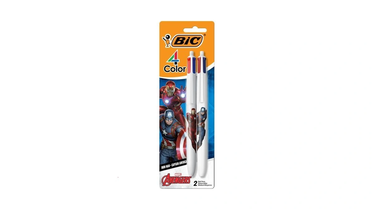 Bic 4 Color Retractable Ballpoint Pen With Marvel's Avengers Characters,