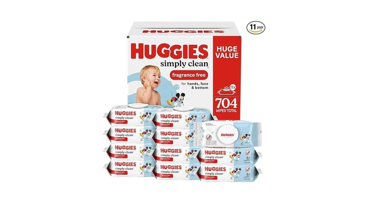 Huggies Simply Clean Unscented Baby Diaper Wipes, 11 Flip-top Packs