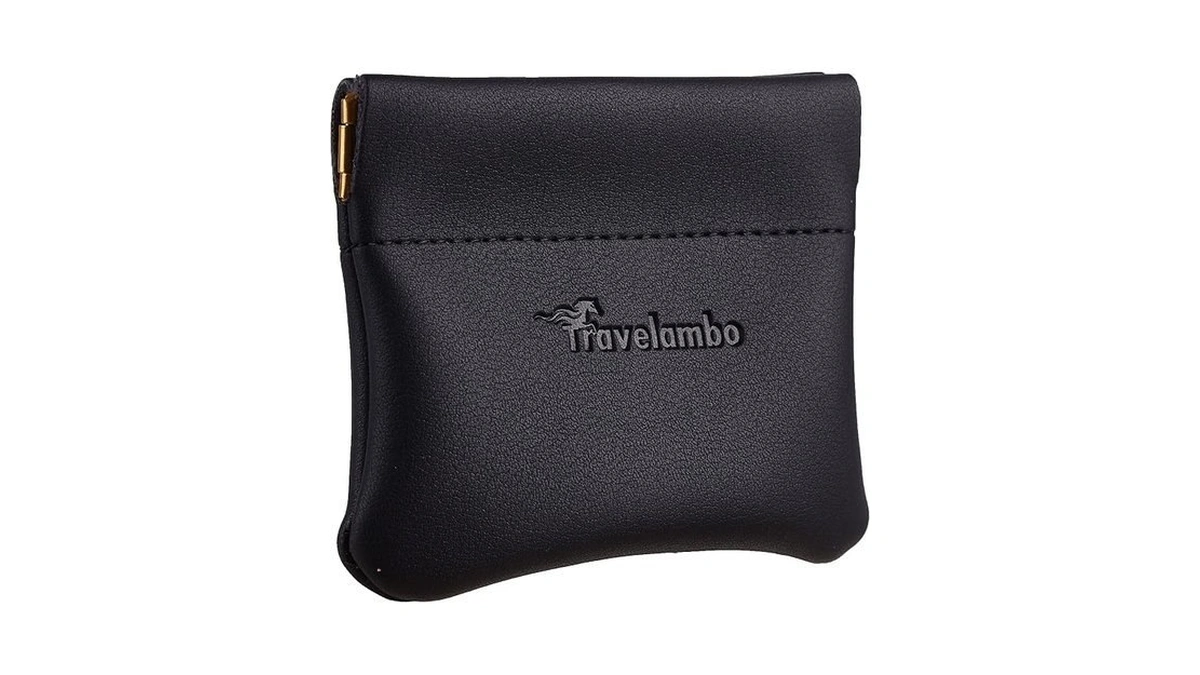 Travelambo Leather Squeeze Coin Purse Pouch Change Holder For Men
