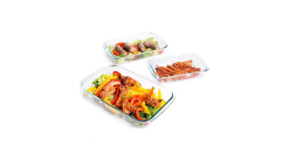 Husanmp Set Of 3 Basic Rectangular Tempered Glass Bakeware, Glass