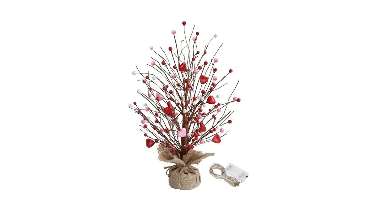 Crczk 19" H Valentines Day Heart Table Tree Decorative Red
