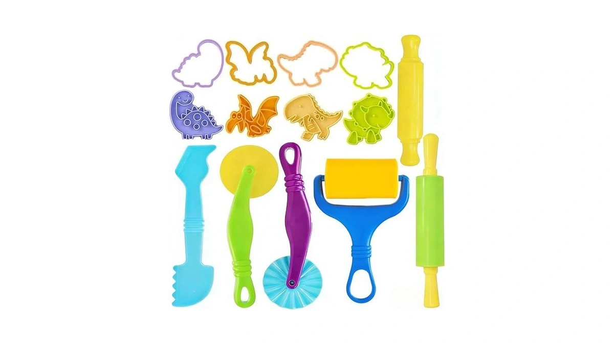 Jaeespon 14pcs Dough Tools Play For Kids-dough Accessories Dinosaur Rolling