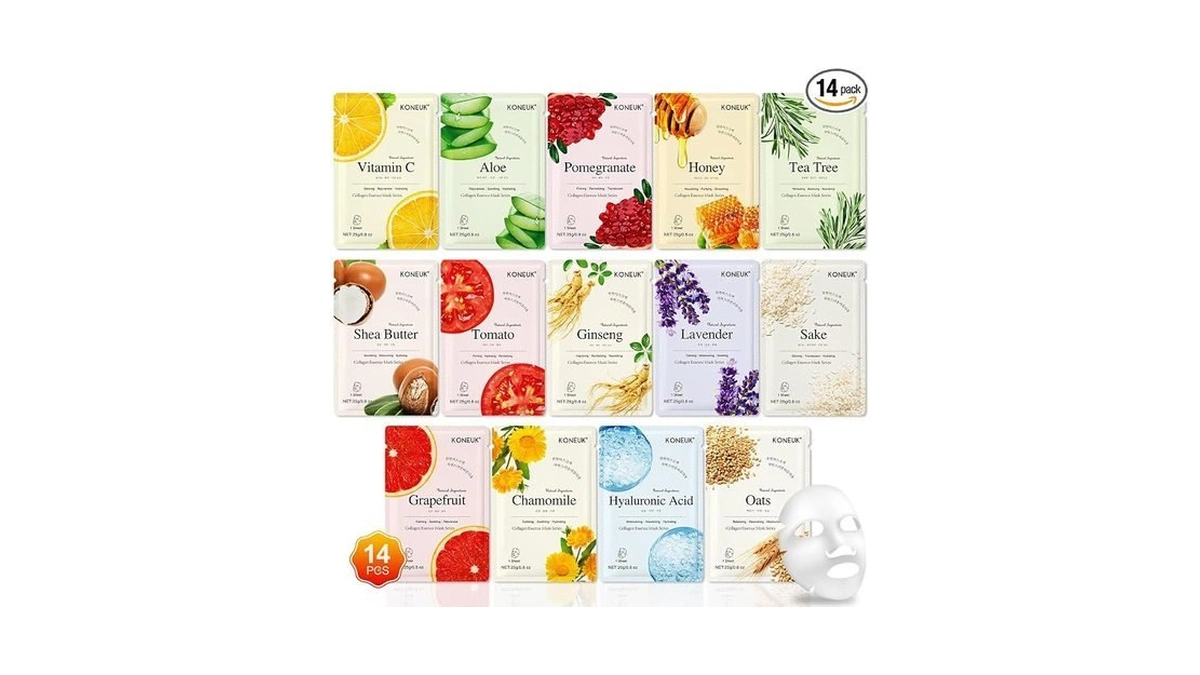 Koneuk 14 Pack Sheet Face Masks Skincare, Hydrating Face Masks