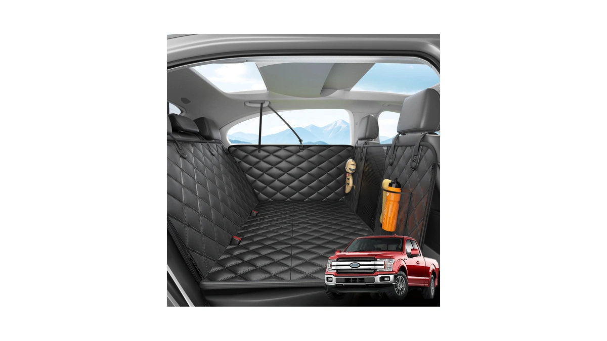 Eamefia Dog Car Seat Cover For Back Seat, Hard Bottom