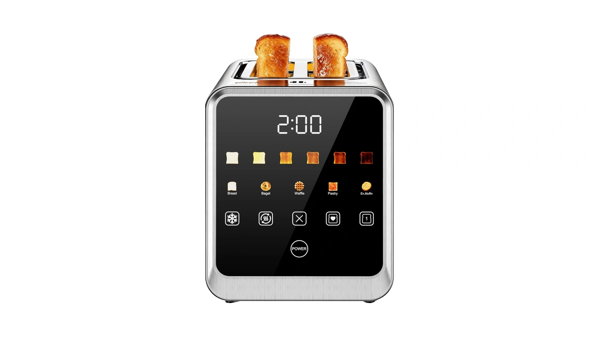 Smart Toaster 2 Slice With Touchscreen, 900w Stainless Steel Wide