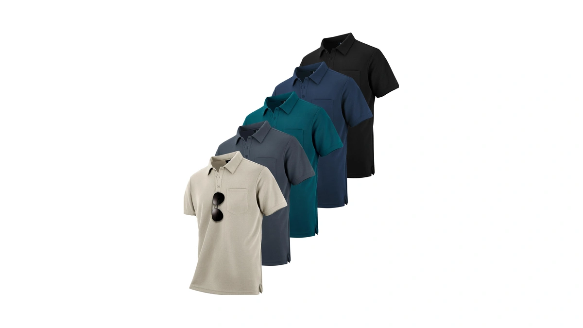 Zity 5 Pack Polo Shirts For Men With Pocket Dry