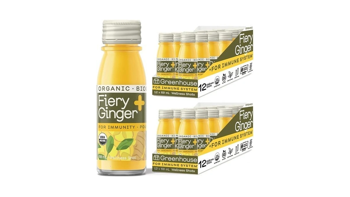 Greenhouse Juice Organic Fiery Ginger Wellness Shots 24-count 60ml Glass