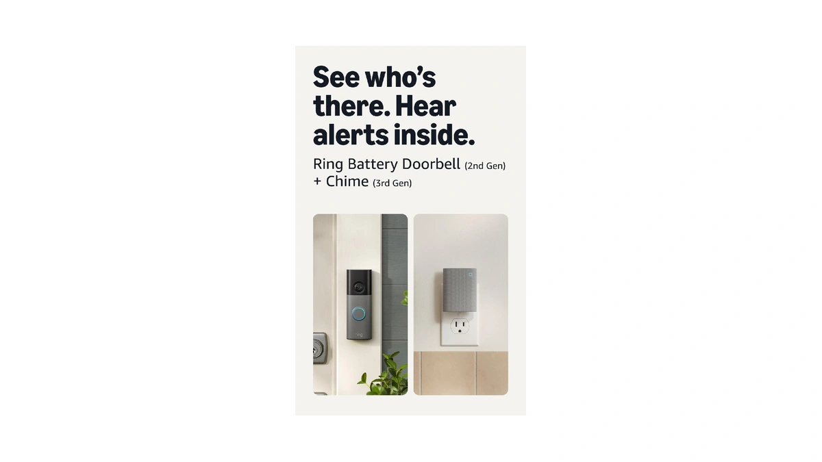 Ring Battery Doorbell (newest Model), Speckled Gray With Chime (newest