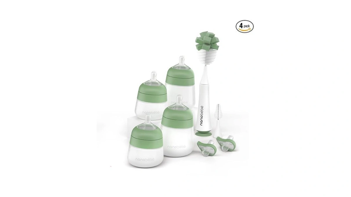 Nanobebe Silicone Baby Bottle Flexy Set With Anti-colic Nipples, Bottle