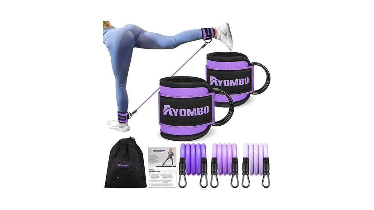 Ayombo Ankle Resistance Bands With Cuffs, Home Gym Workout Equipment,