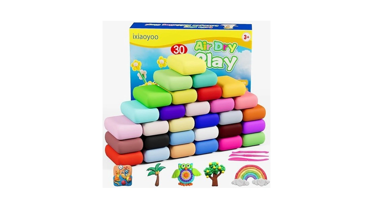 Ixiaoyoo Air Dry Clay, 30 Colors Modeling Clay For Kids,