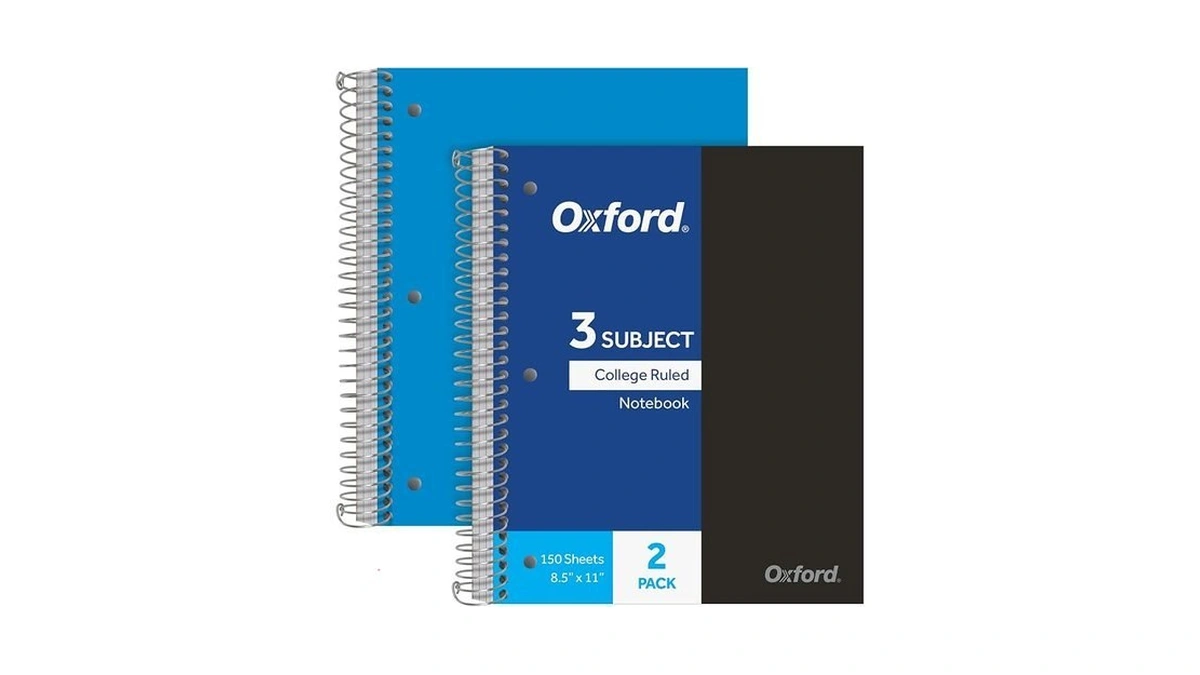 Oxford 3 Subject Spiral Notebook, Notebooks For School, Plastic Covers,
