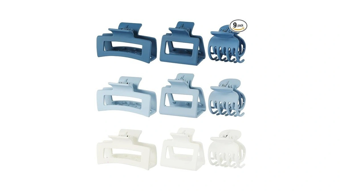 Chandat 3 Style Blue Hair Claw Clips Set - 9