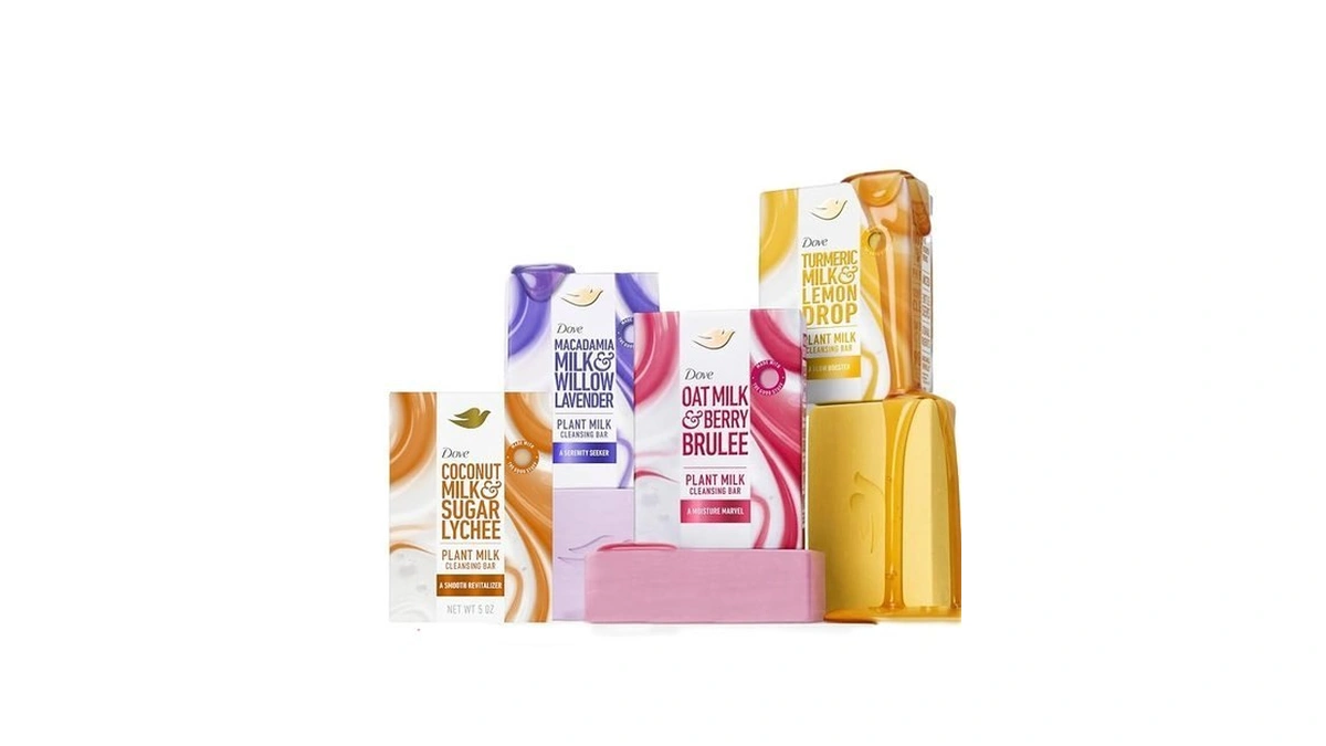 Dove Plant Milk Cleansing Bar Soap Variety Pack 4 For