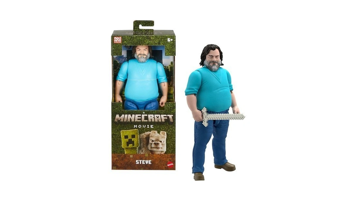 Mattel Minecraft Large-scale Action Figure, 12-inch Posable Steve Toy Collectible