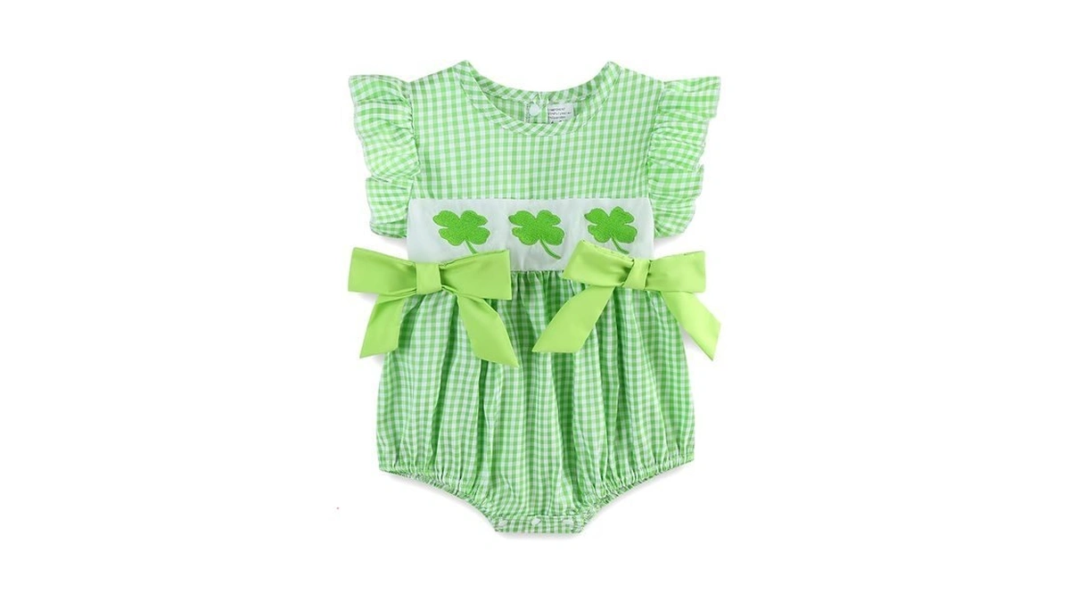 Toddler Girl Outfit St Patricks Day Baby Smocked Romper Onesie