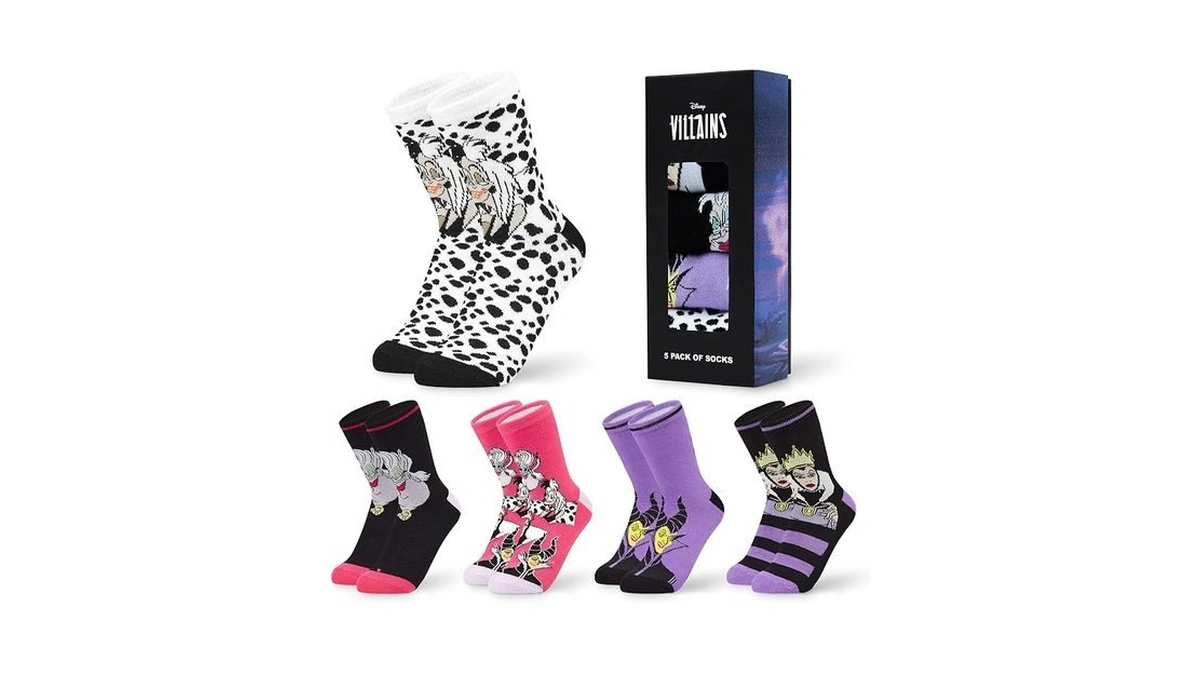 Disney Womens Novelty Socks, Pack Of 5 Soft Calf Socks