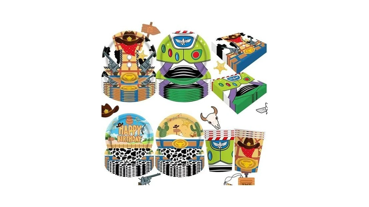 80pcs Cartoon Birthday Party Supplies Cartoon Plates Napkins Cups Tableware