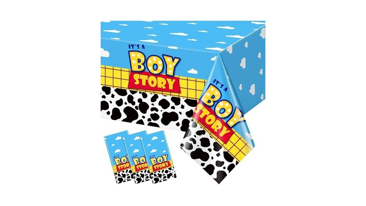 3 Pack Boy Story Baby Shower Plastic Tablecloth, It’s A
